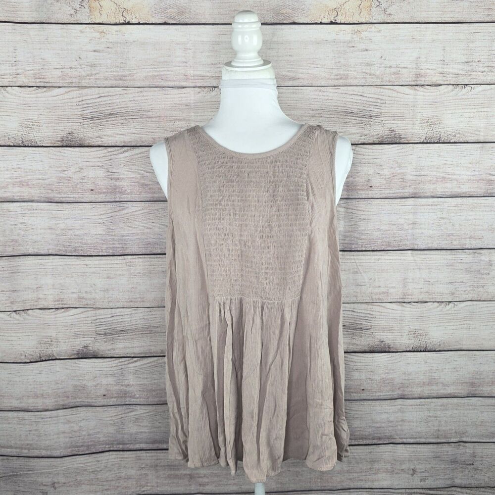 Torrid Crinkle Gauze Smocked Basic Tank Top 2XL Light Pink